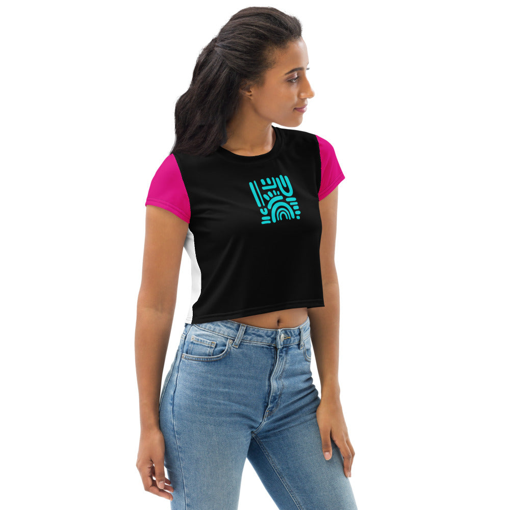 BlackEd and Weirdly Drip RAINBOW FUNKY Crop Tee BLACK